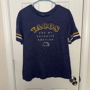 Navy Blue Graphic Tee - Tacos Are My Favorite Emotion